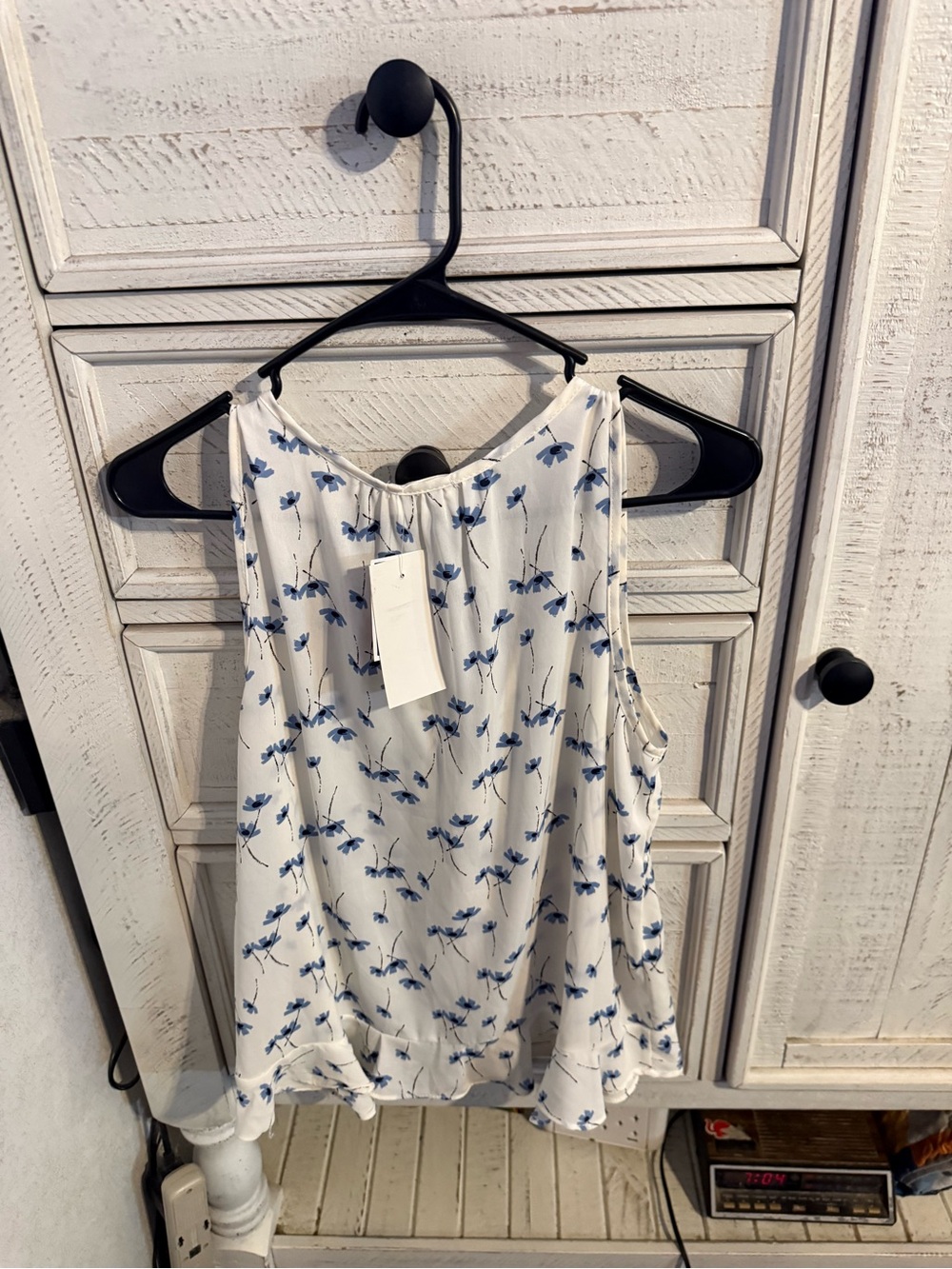 Sienna Sky White Camisole with Blue Floral Print